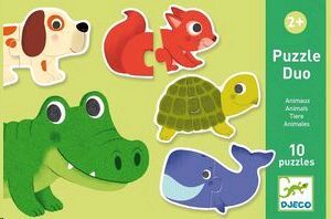 EDUCATIVO PUZZLE DUO ANIMALES 10 PUZZLES 2+