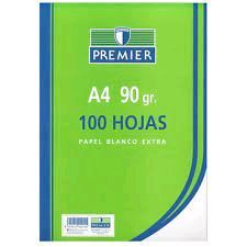 PAPEL A4 90 GRAMOS LISO 100HOJAS PREMIER 8424212222159