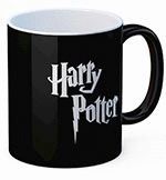 TAZA CERAMICA LOGO HARRY POTTER NEGRA Y BLANCA