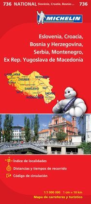 MAPA NATIONAL ESLOVENIA, CROACIA, BOSNIA Y HERZEGOVINA, SERBIA, MONTENEGRO, EX R
