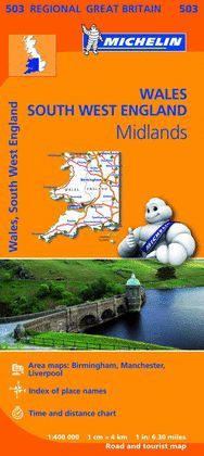 MAPA REGIONAL WALES, THE MIDLANDS, SOUTH WEST ENGLAND