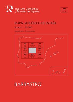 IGME (2015) MAPA GEOLÓGICO, 1:50000. HOJA N. 287 (BARBASTRO)