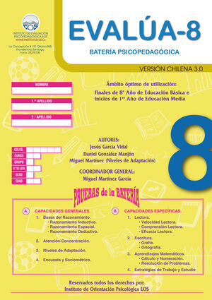 BATERÍA PSICOPEDAGÓGICA EVALÚA 8 3.0 (VERSIÓN CHILENA)
