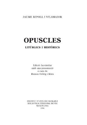 OPUSCLES LITÚRGICS I HISTÒRICS